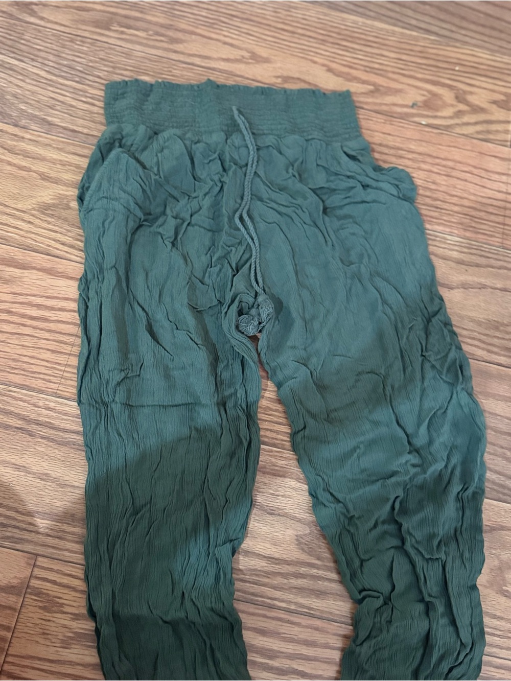 Elastic-Waist Crinkle Joggers - Green